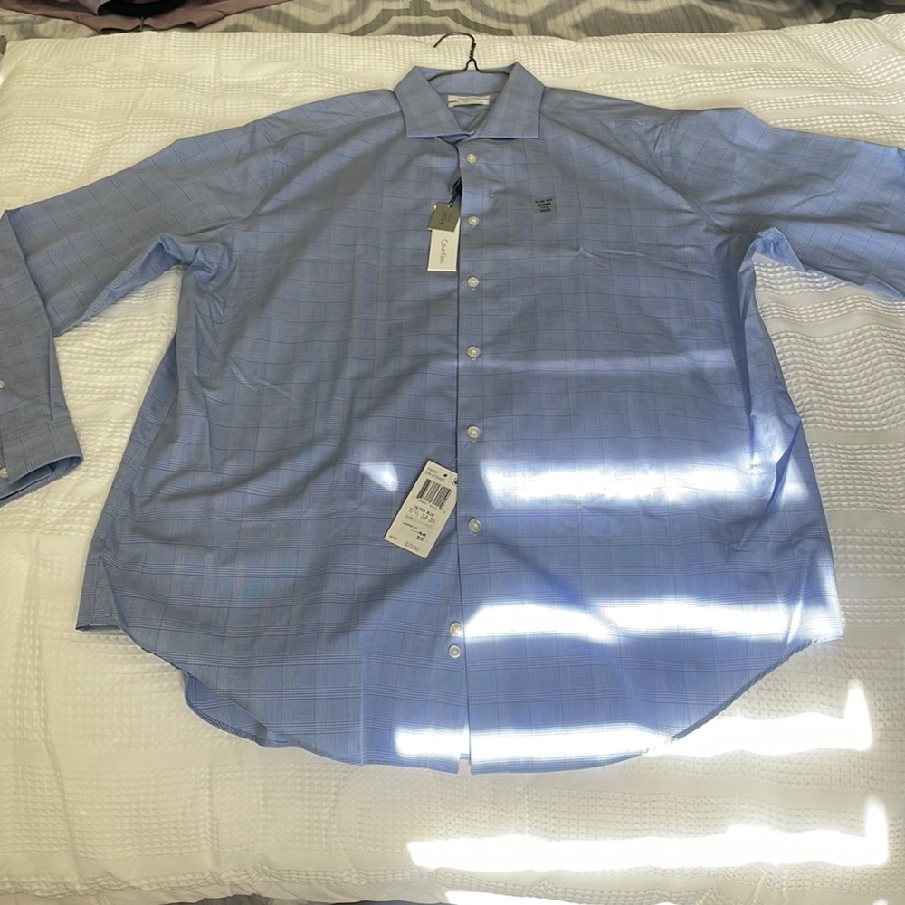Calvin Klein dress shirt. Non Iron Blue shirt. XL 17 1/2 34/35